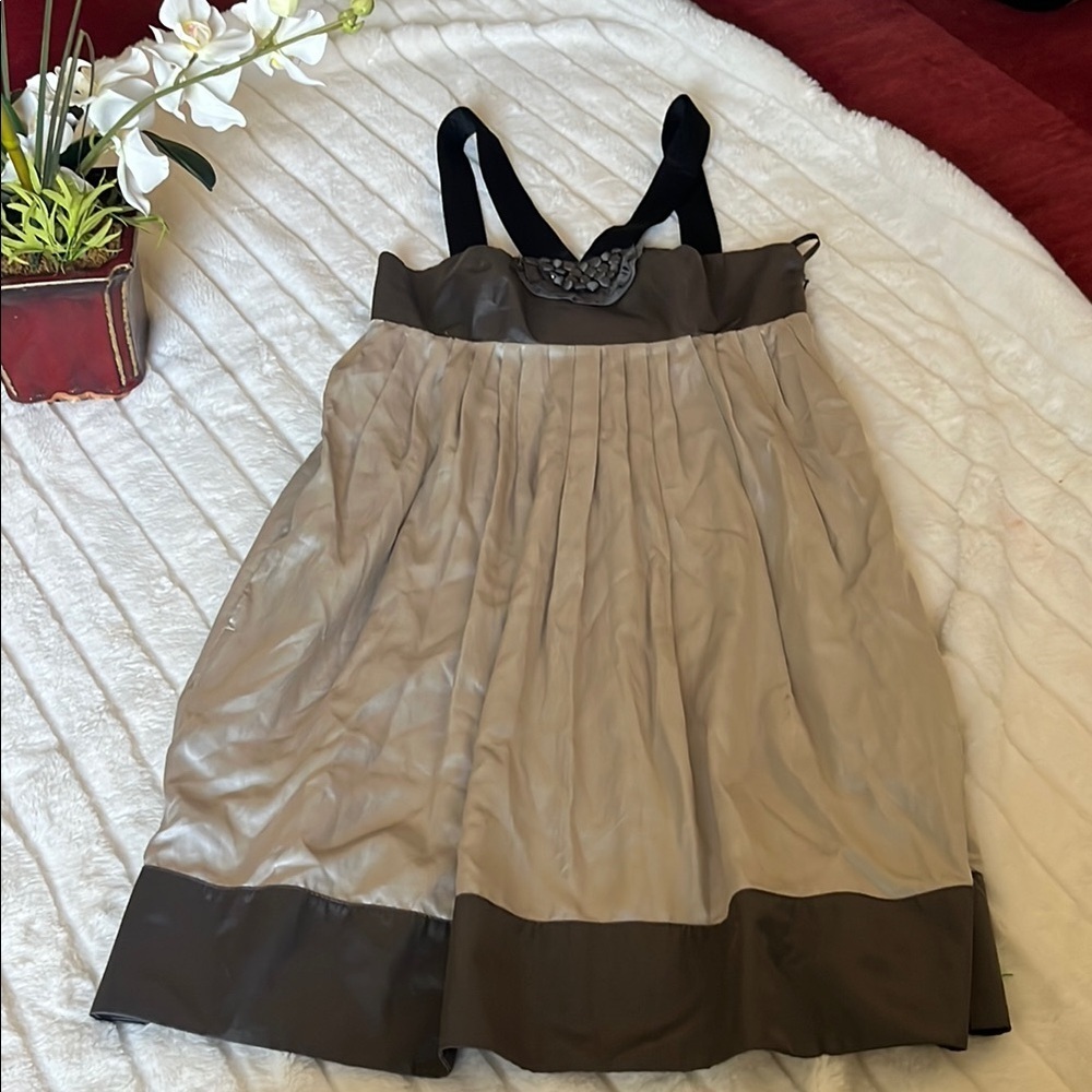 Club Monaco Satin Boho Cream Sundress Sleeveless Spaghetti Strap Cocktail - Picture 2 of 10
